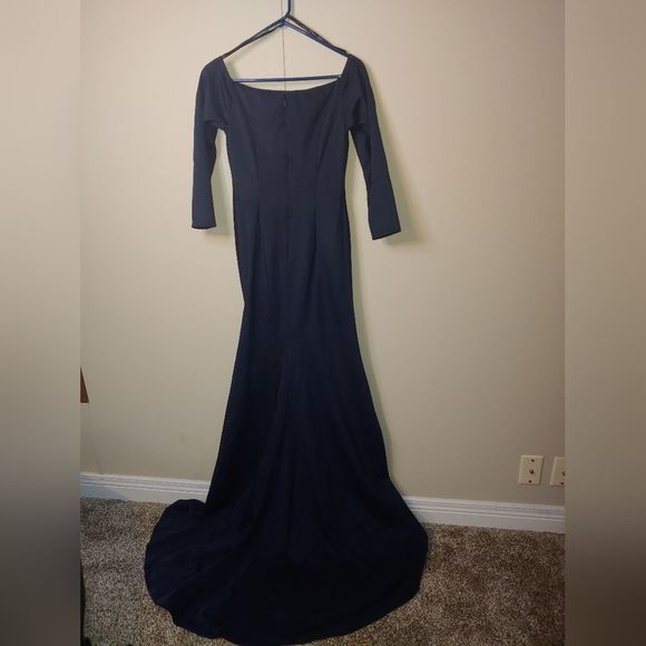Sherri Hill Navy Blue Asymmetrical Gown, Women's Size 4 - Picture 2 of 9